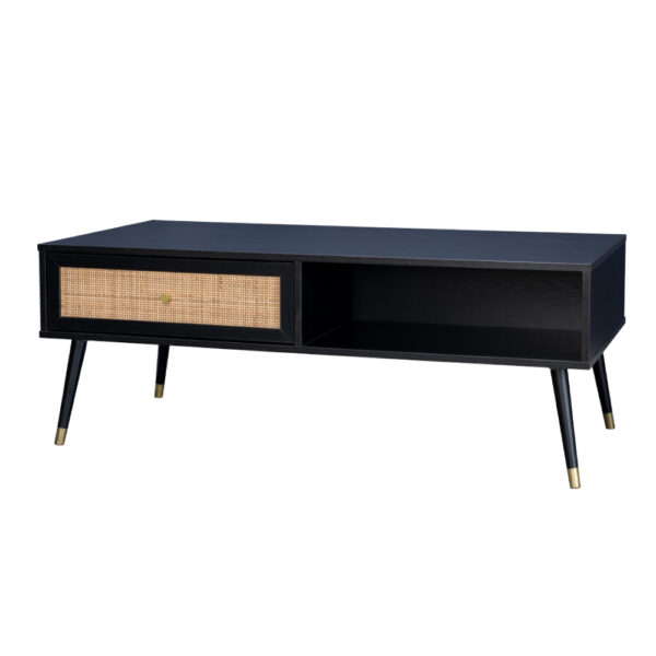 VIENNA COFFEE TABLE Μαυρο Με RATTAN Χρυσο 120x59xH45cm