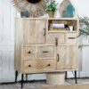 Side table Από Μασίφ Ξύλο, Με Γυάλινο Καπάκι Και Ράφι 60x60cm