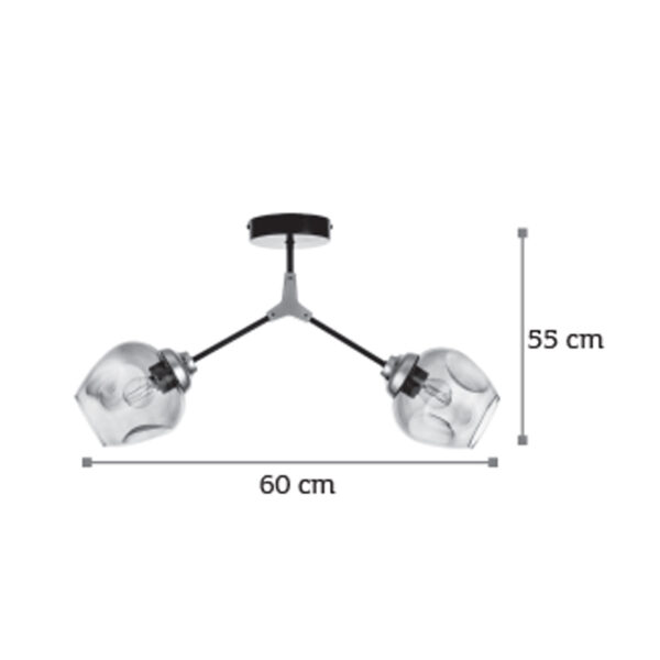 InLight Κρεμαστό Φωτιστικό Από Μαύρο Μέταλλο Και Φιμέ Γυαλί 2XE27 D:60cm (6129-2-νμ)