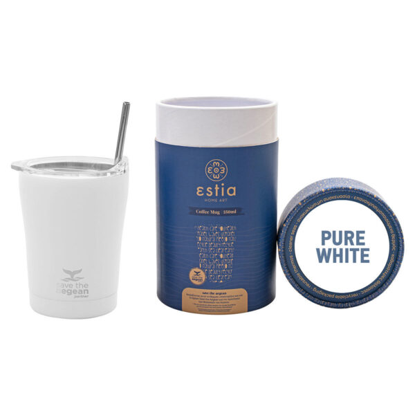 ESTIA Θερμος COFFEE MUG SAVE THE AEGEAN 350ml PURE WHITE