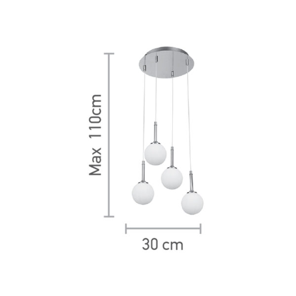 InLight Κρεμαστό Φωτιστικό Από Χρυσαφί Μέταλλο Και Λευκή Οπαλίνα 4XG9 D:30cm (4016-4-ROSETTE)