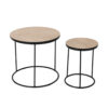 LEAF COFFEE TABLE SET 2τεμ Μαυρο Φυσικο D40-33,5xH45-40cm