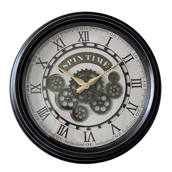 Ρολόι Τοίχου Μεταλλικό Με Κινούμενο Μηχανισμό,εκρού⁄χρυσό⁄μαύρο,50cm