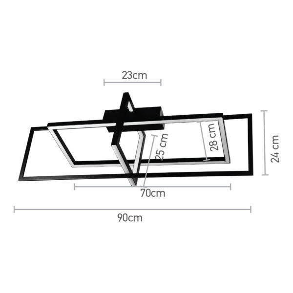 InLight Πλαφονιέρα Οροφής LED 35W 3000κ Σε Μαύρη Απόχρωση D:90cm (6055-BL)