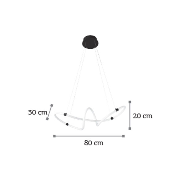 InLight Κρεμαστό Φωτιστικό LED 25W 3000K Από Μαύρο Μέταλλο Και Σωλήνα PVC D:80cm (6022)