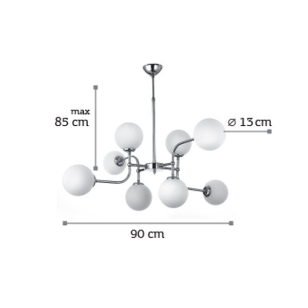 InLight Κρεμαστό Φωτιστικό Από Χρυσαφί Μέταλλο Και Λευκή Οπαλίνα 8XG9 D:90cm (6169-8-GL)