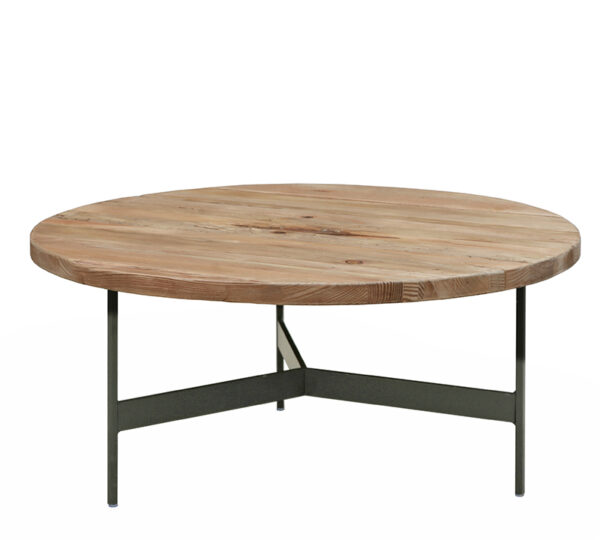 Στρογγυλό coffee table, Μασίφ Καπάκι Μεταλ.βάση Δ.90x34cm