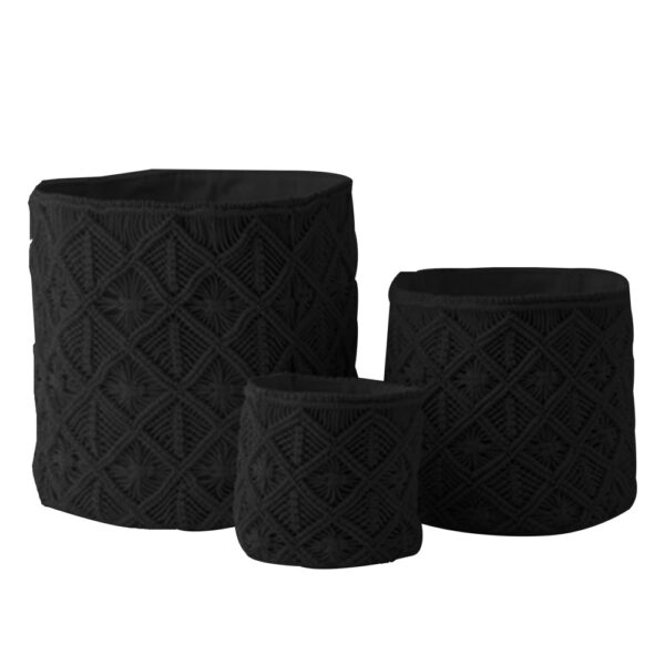 AL MANO Καλαθι SET 3τμχ Βαμβακι POLYESTER Μαυρο D40-30-20xH40-30-20cm