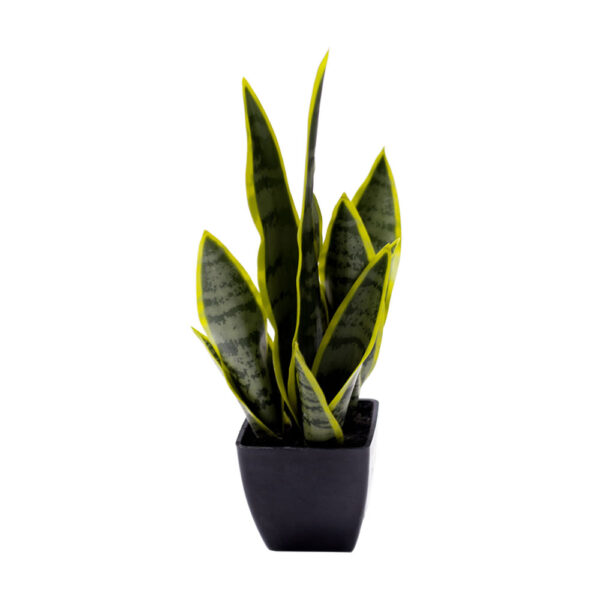 SANSEVIERIA Τεχνητο Φυτο Υφασμα Πλαστικο Πρασινο Κιτρινο 15x12xH32cm