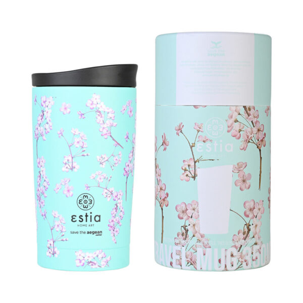 ESTIA Θερμος TRAVEL MUG SAVE THE AEGEAN 350ml BLOSSOM GREEN