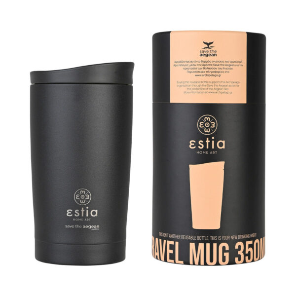 ESTIA Θερμος TRAVEL MUG SAVE THE AEGEAN 350ml MIDNIGHT BLACK