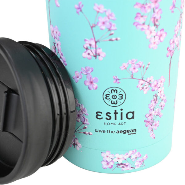 ESTIA Θερμος TRAVEL MUG SAVE THE AEGEAN 450ml BLOSSOM GREEN