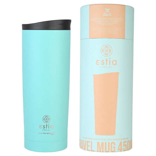 ESTIA Θερμος TRAVEL MUG SAVE THE AEGEAN 450ml BERMUDA GREEN