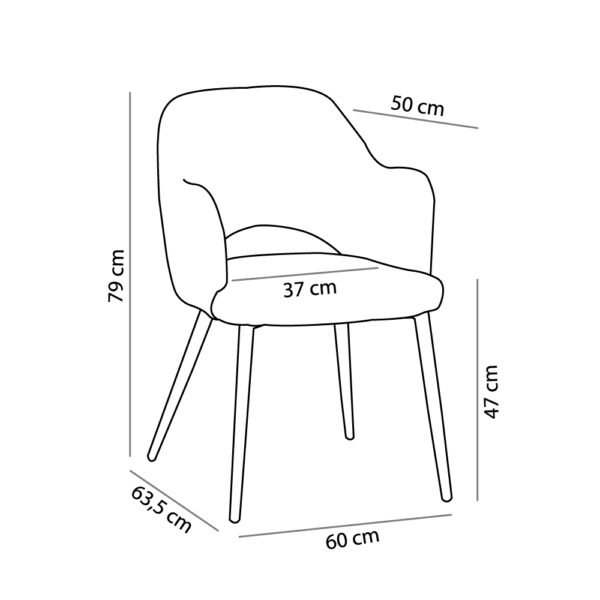 ASCOT Καρεκλα Γκρι Σκουρο 60×63,5xH79cm