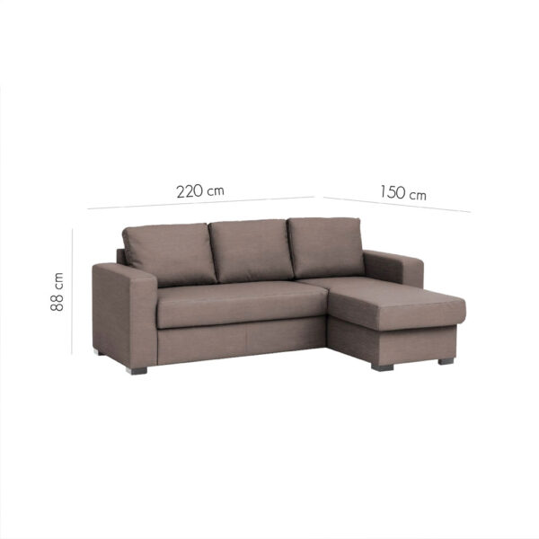 ALDO CRISTIANO Καναπες Κρεβατι Γωνια Αναστρεψιμη TAUPE R461 220x150xH88cm