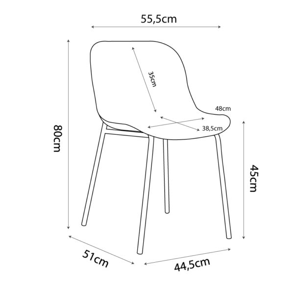 LIGNA Καρεκλα Λευκο 55,5x48xH80cm