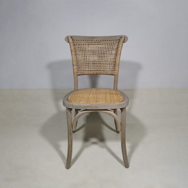 Καρεκλα TOON WOOD ANT.GREY W⁄RATTAN SEAT ⁄BACK W45xD42xH47⁄89CM