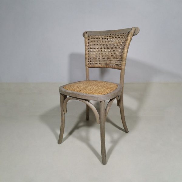 Καρεκλα TOON WOOD ANT.GREY W⁄RATTAN SEAT ⁄BACK W45xD42xH47⁄89CM