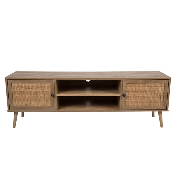 AMMOS TV STAND 2πορτες Φυσικο Με RATTAN 150x39xH49cm