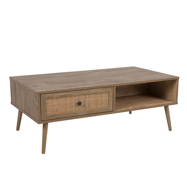 AMMOS COFFEE TABLE 1συρταρι Φυσικο Με RATTAN 110x59xH41,4cm