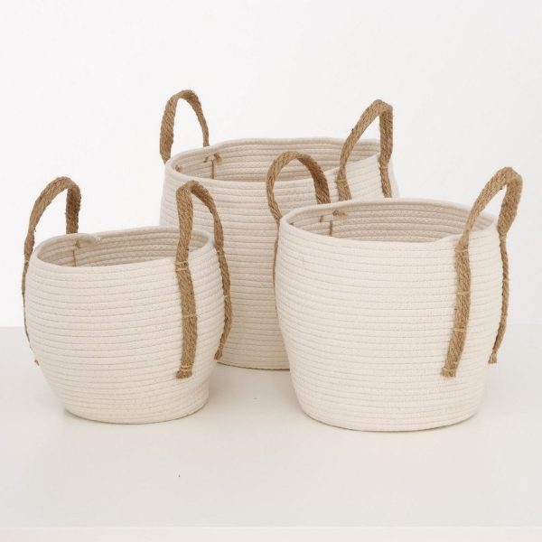 Καλαθι Set⁄3 Πλεκτο Κρεμ Takeo H23-30cm D23-34cm Jute, Cotton