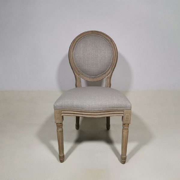 Καρεκλα LOUIS RUBBER WOOD ANT.GREY COTTON LINEN DK BEIGE 25026 W51xD53xH48⁄99CM