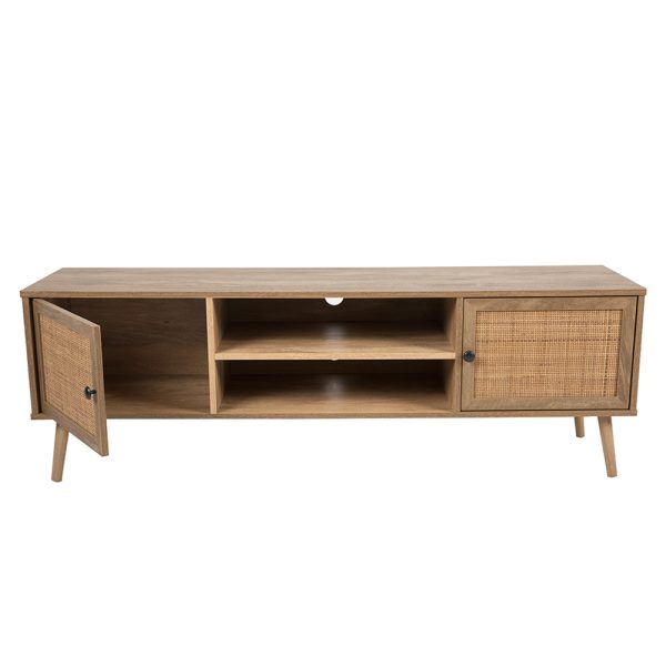 AMMOS TV STAND 2πορτες Φυσικο Με RATTAN 150x39xH49cm