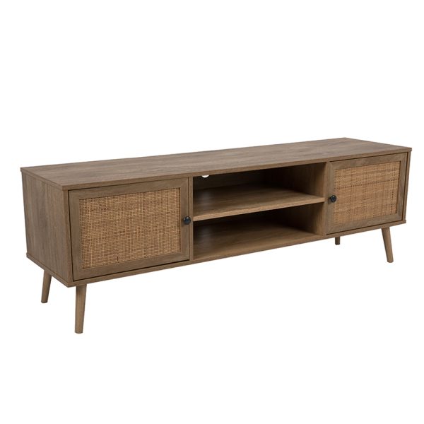 AMMOS TV STAND 2πορτες Φυσικο Με RATTAN 150x39xH49cm