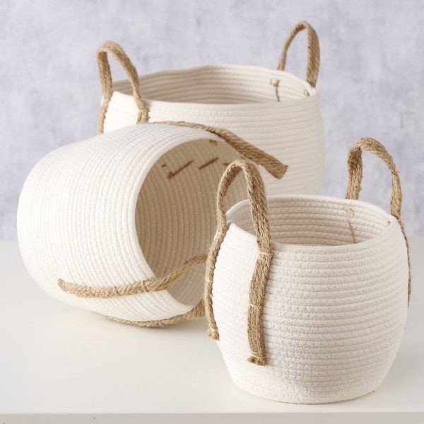 Καλαθι Set⁄3 Πλεκτο Κρεμ Takeo H23-30cm D23-34cm Jute, Cotton