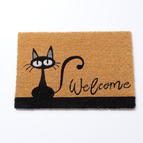 Πατακι Πορτας Welcome -Cat 60χ40cm Καφε⁄μαυρο PVC Coconut