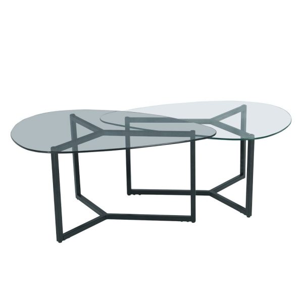 ROCKS COFFEE TABLE SET 2τεμ Διαφανο FUME Μαυρο 82x59xH40cm