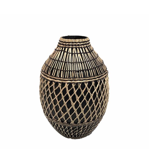 JABBAR Βαζο BAMBOO Μαυρο Φυσικο 26x26xH38cm