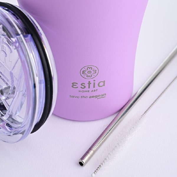 ESTIA Θερμος COFFEE MUG SAVE THE AEGEAN 350ml LAVENDER PURPLE