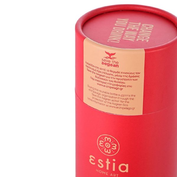 ESTIA Θερμος TRAVEL FLASK SAVE THE AEGEAN 500ml MATTE RED