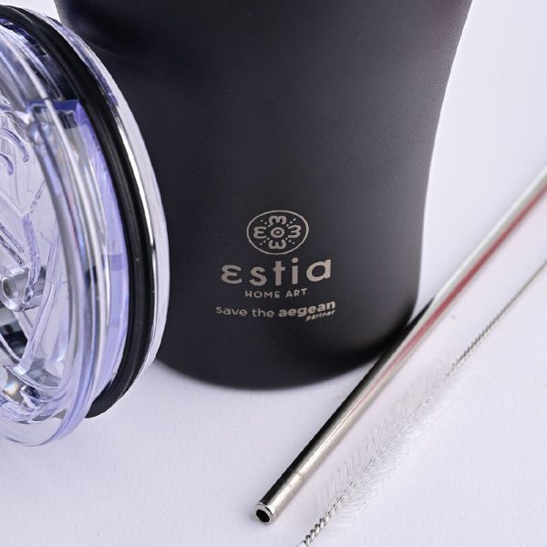 ESTIA Θερμος COFFEE MUG SAVE THE AEGEAN 350ml MIDNIGHT BLACK