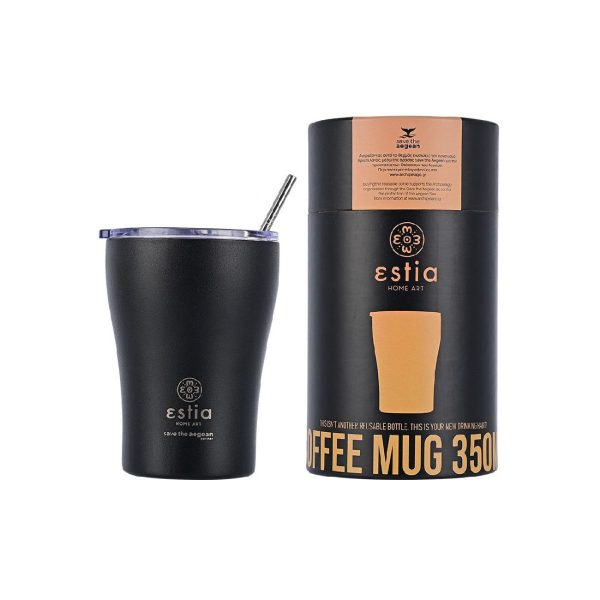 ESTIA Θερμος COFFEE MUG SAVE THE AEGEAN 350ml MIDNIGHT BLACK