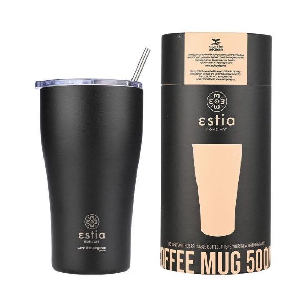 ESTIA Θερμος COFFEE MUG SAVE THE AEGEAN 500ml MIDNIGHT BLACK