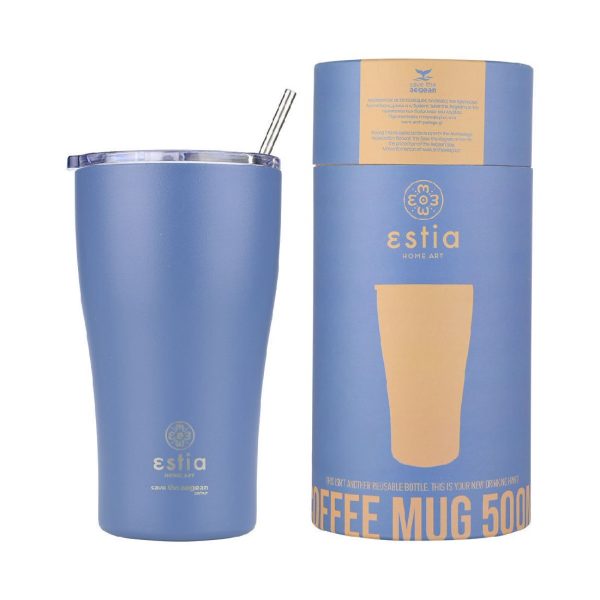 ESTIA Θερμος COFFEE MUG SAVE THE AEGEAN 500ml DENIM BLUE