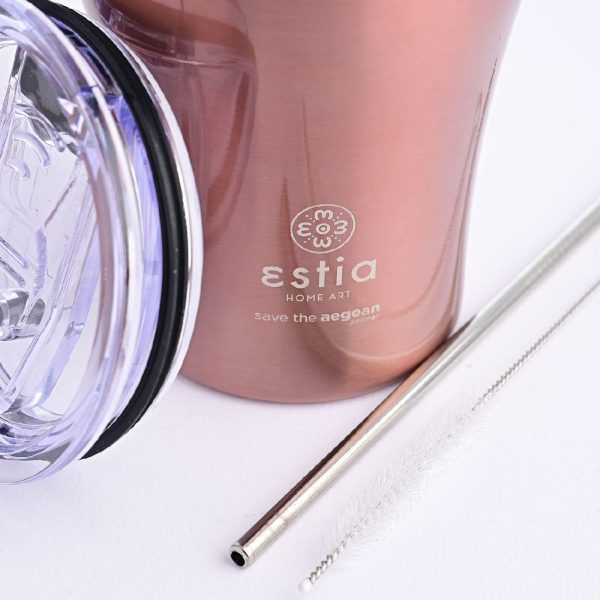 ESTIA Θερμος COFFEE MUG SAVE THE AEGEAN 350ml ROSE GOLD