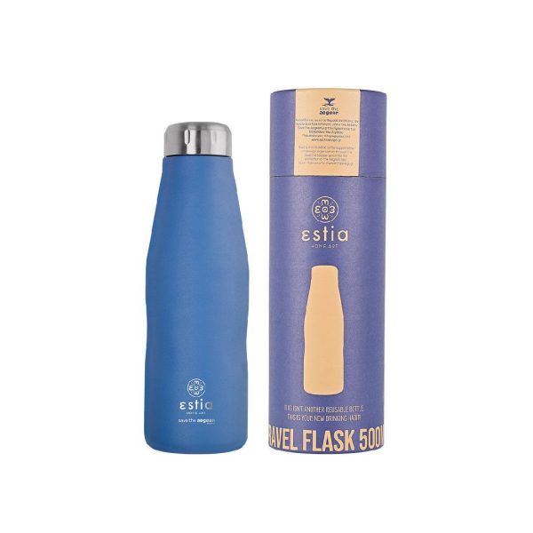 ESTIA Θερμος TRAVEL FLASK SAVE THE AEGEAN 500ml DENIM BLUE