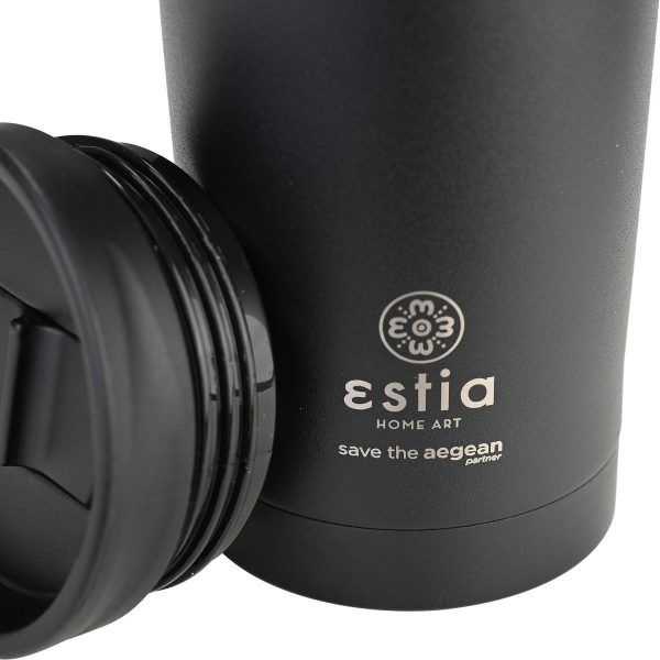 ESTIA Θερμος TRAVEL MUG SAVE THE AEGEAN 450ml MIDNIGHT BLACK