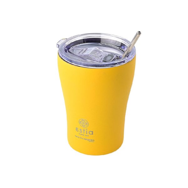 ESTIA Θερμος COFFEE MUG SAVE THE AEGEAN 350ml PINEAPPLE YELLOW