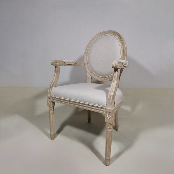 Καρεκλοπολυθρονα LOUIS NATURAL RUBBER WOOD COTTON LINEN IVOIRE 25000 W58xD62xH48⁄102CM