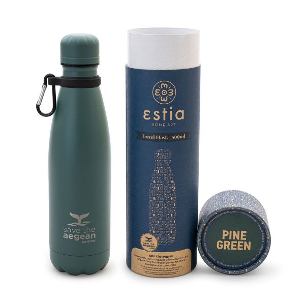 ESTIA Θερμος TRAVEL FLASK SAVE THE AEGEAN 500ml PINE GREEN