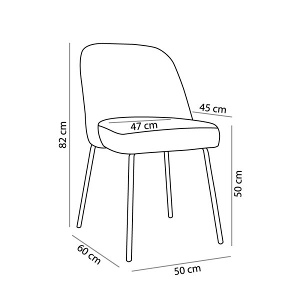 VOTSALO Καρεκλα Γκρι 50x60xH82cm