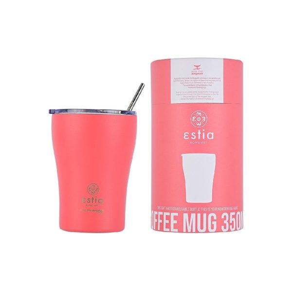 ESTIA Θερμος COFFEE MUG SAVE THE AEGEAN 350ml FUSION CORAL