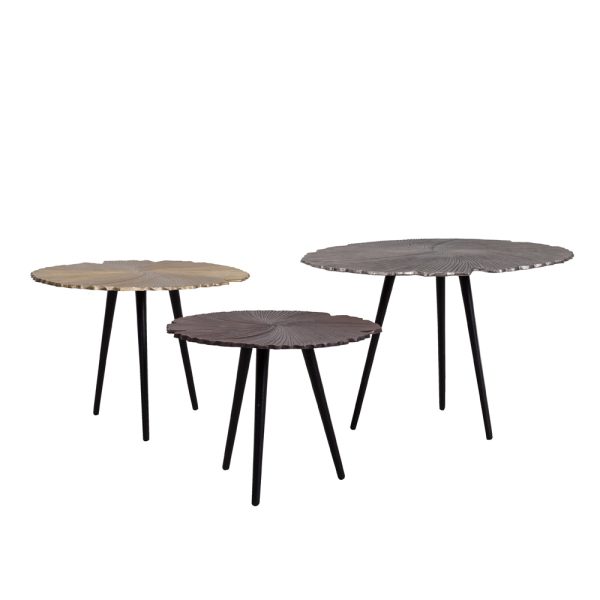 LEAF 50 SIDE TABLE Χρυσο Ματ Μαυρο 50x50xH36cm