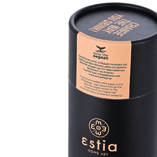 ESTIA Θερμος TRAVEL FLASK SAVE THE AEGEAN 500ml MATTE BLACK