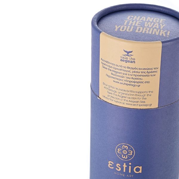 ESTIA Θερμος TRAVEL FLASK SAVE THE AEGEAN 750ml DENIM BLUE