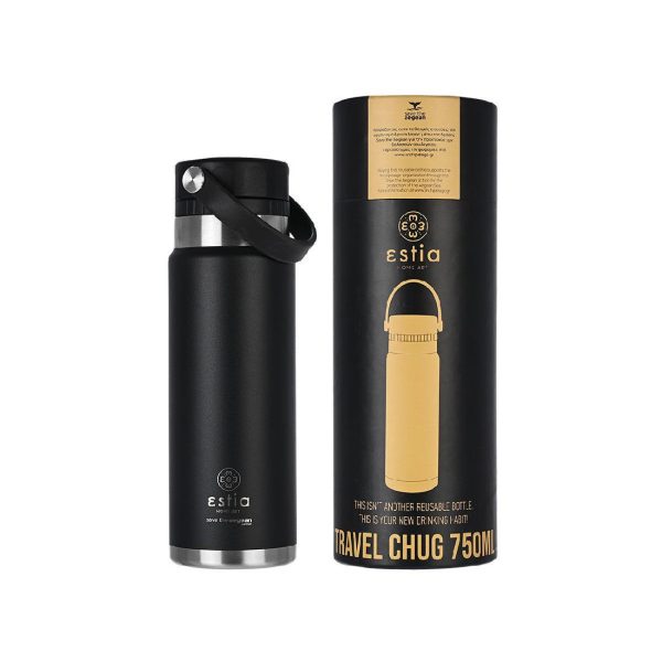 ESTIA Θερμος TRAVEL CHUG SAVE THE AEGEAN 750ml MIDNIGHT BLACK